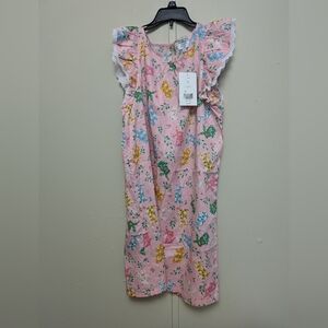 Crown & Ivy  Kids Pink Floral Dress with Lace Trim- Bunny Design -NWTS-sz 16